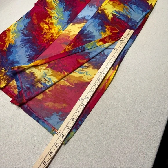 NYC Rainbow Multicolor Mesh Rave Open Front Sheer Disco Duster Cardigan Medium - Picture 13 of 16